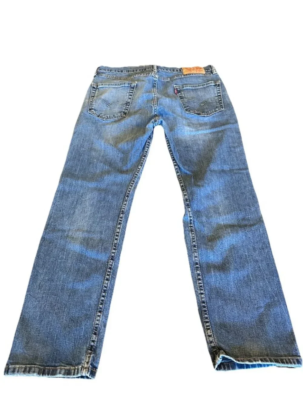 Levi's 502™ Regular Straight Leg Blue Jeans Unisex 34x26 Naturally Distressed